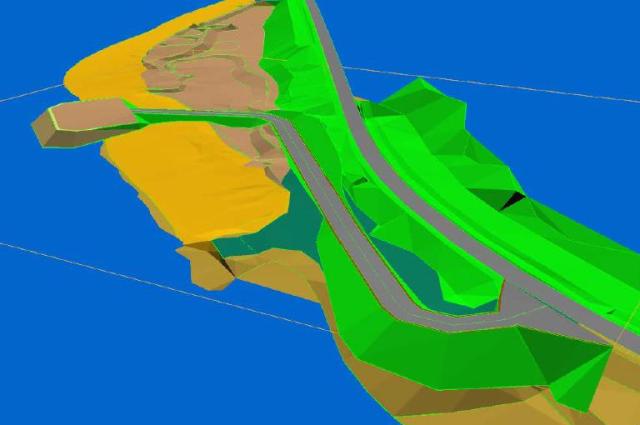 3D colour render showing required cut and fill