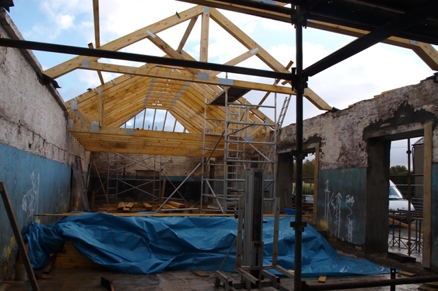 New roof over milking parlour