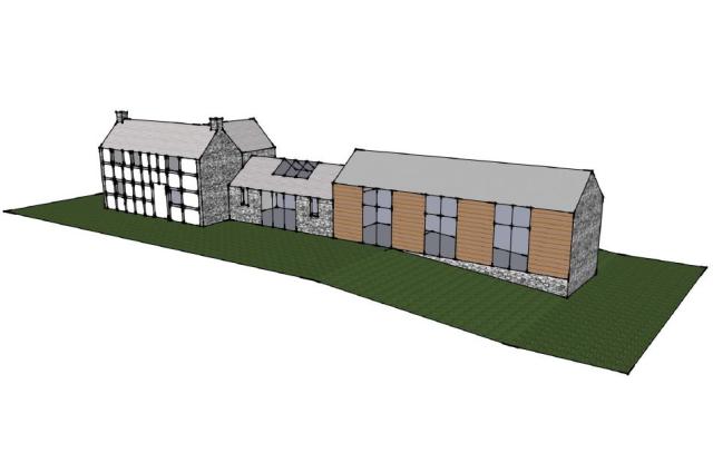 Initial sketch proposal to link dwelling to barn